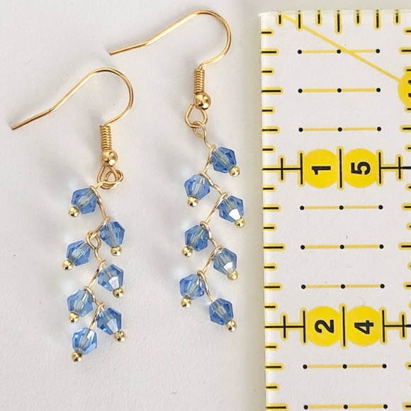 New Glass Crystal Sparkling Dangling Cascade Vine Handmade 18k gold plated hooks - Picture 4 of 8